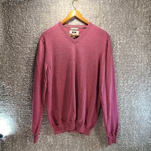 Joseph Abboud Sweater Mens Xl Pink Extra Fine Merino Wool V-Neck Pullover